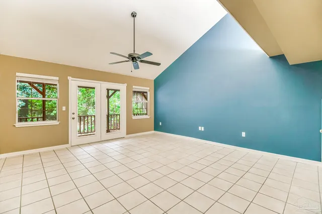 a backyard of a house with lots of green space