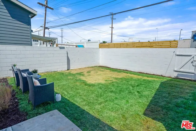 a view of a terrace with a garden