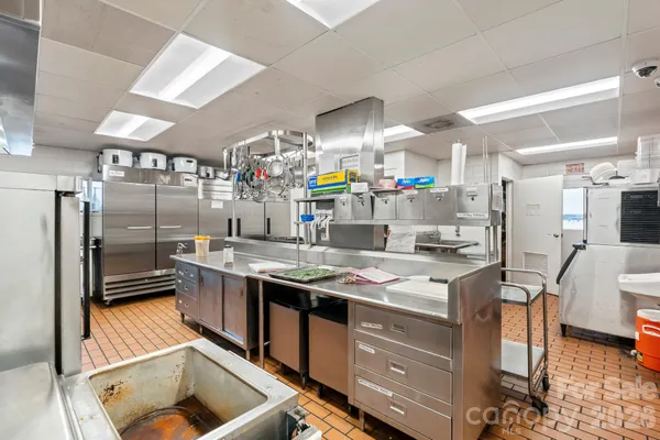 a kitchen with lots of counter top space
