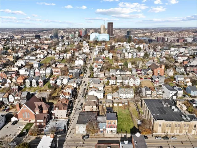 an aerial view of a city