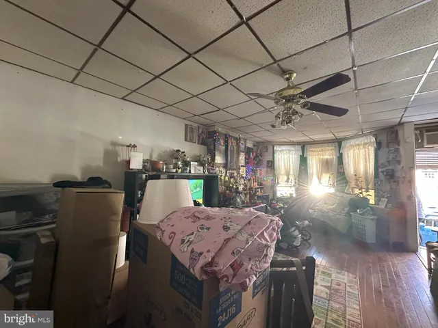 a view of a room with shelves