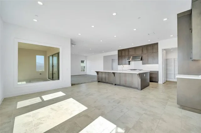 a large room with a large window