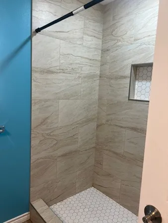 a bathroom with a shower