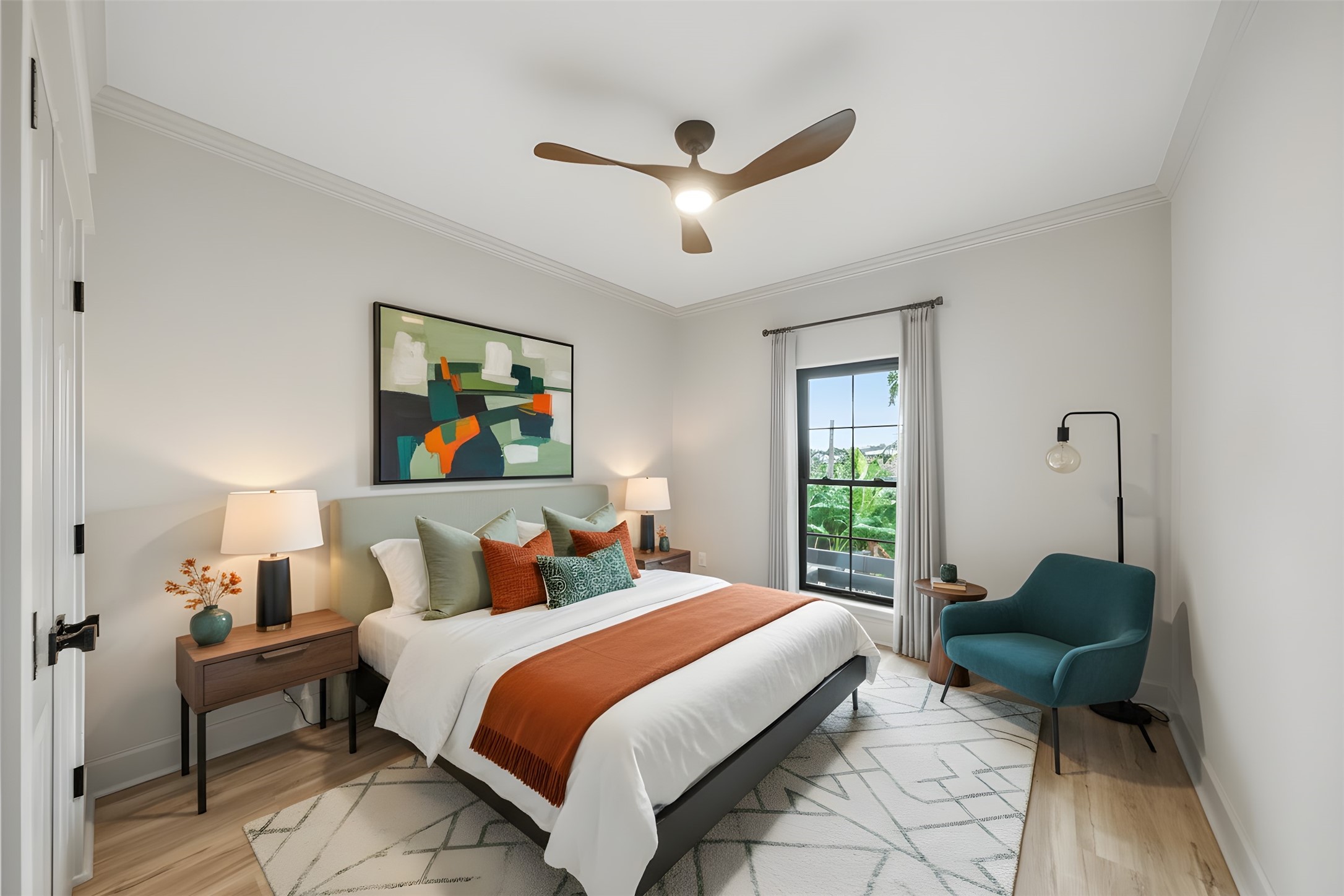 1918 Todville Road Seabrook, TX 77586 - Photo 21 of 41 a bedroom with a bed and wooden floor