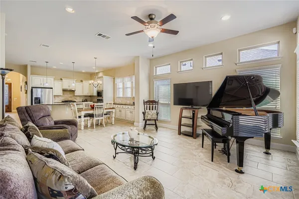 a living room with furniture