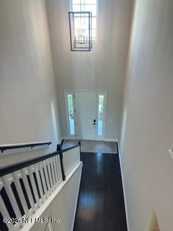 a view of wooden staircase