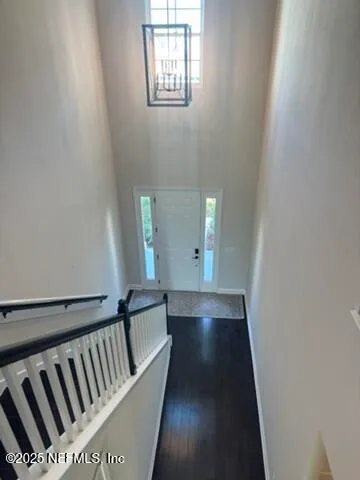 a view of wooden staircase