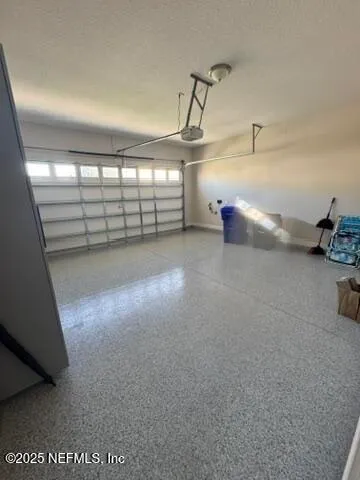 a view of a garage with windows