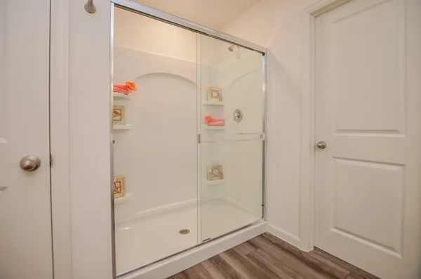 a bathroom with a shower
