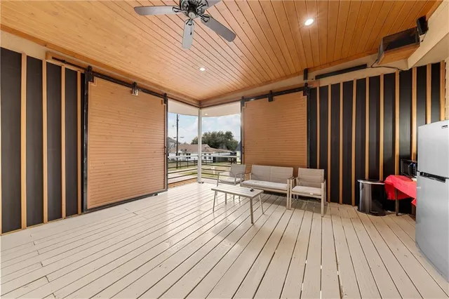 a outdoor space with balcony