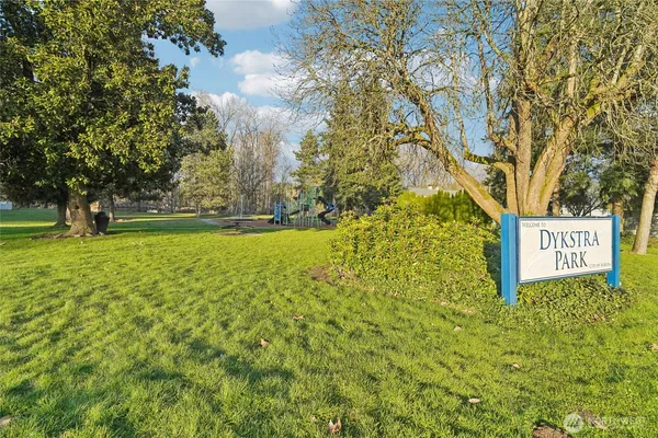 a park with lots of swings and slides