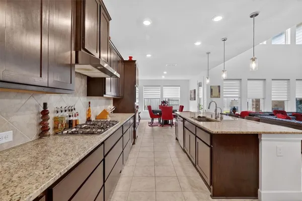 a kitchen with lots of counter top space