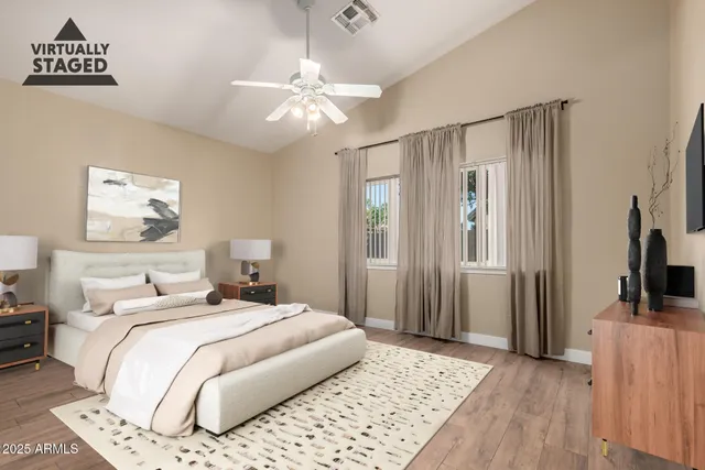 an empty room with windows