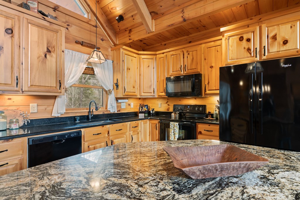 197 Cashes Valley Cherry Log, GA 30522 - Photo 19 of 67 a kitchen with stainless steel appliances kitchen island granite countertop a refrigerator and a stove top oven
