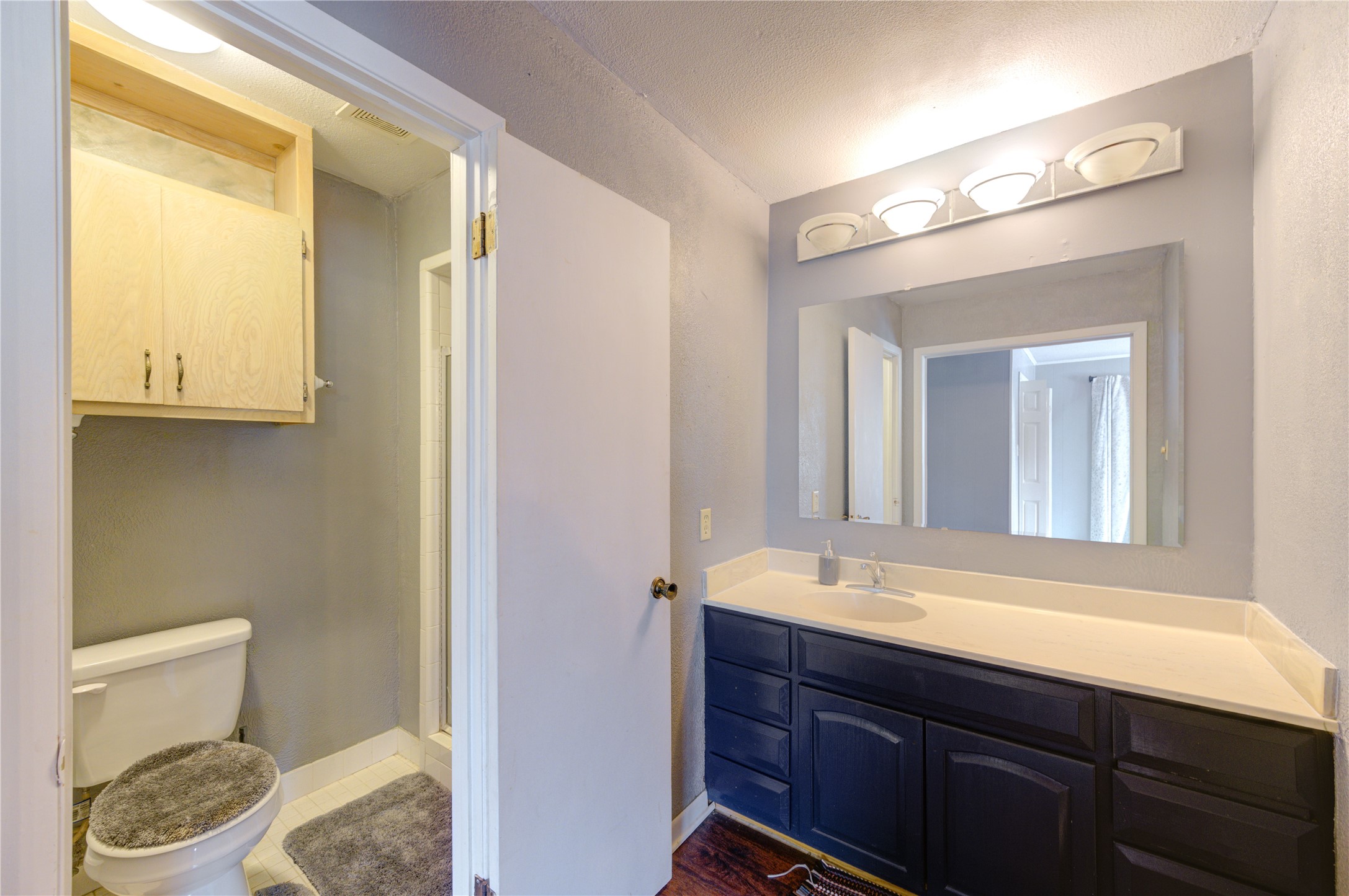 232 Hideaway Lane Goodrich, TX 77335 - Photo 20 of 34 a bathroom with a toilet a sink and a mirror