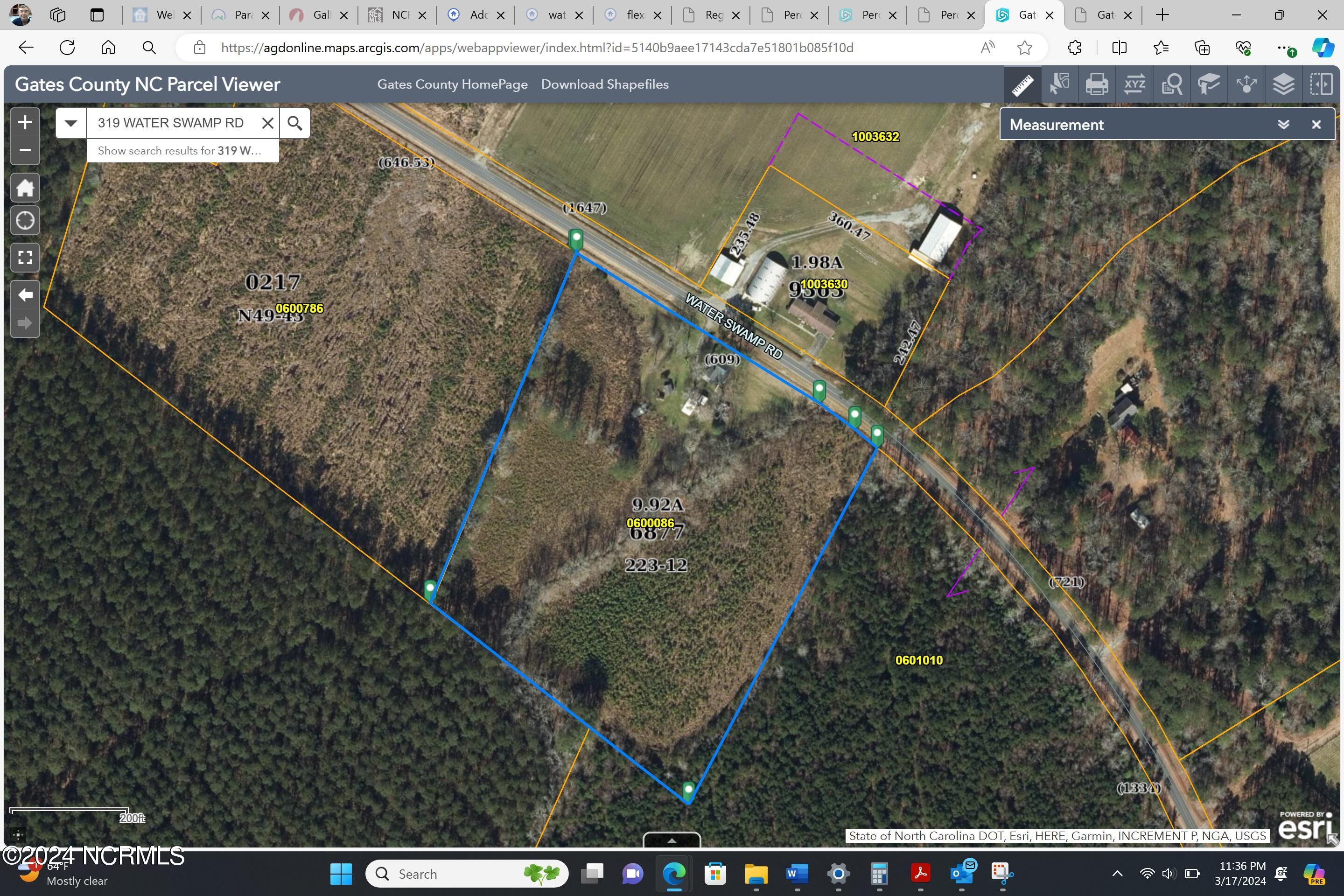 319 Water Swamp Road Sunbury, NC 27979 - Photo 3 of 44 Tax Map aerial
