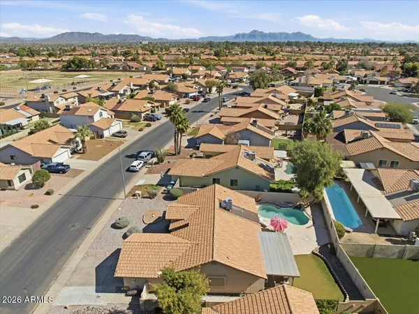 an aerial view of residential building with outdoor space