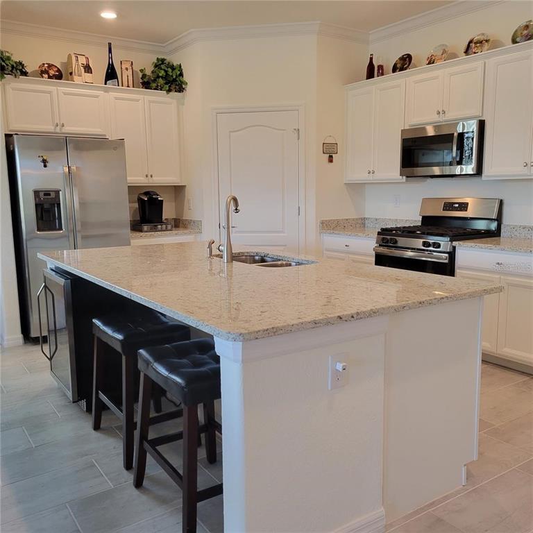 17335 Blue Ridge Place Bradenton, FL 34211 - Photo 6 of 44 a kitchen with kitchen island a sink appliances and cabinets