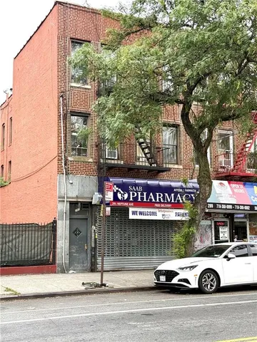 a car parked in front of a building