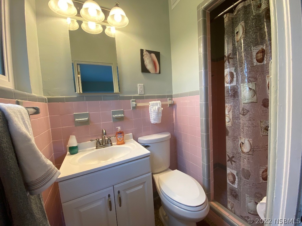 229 Robinson Road New Smyrna Beach, FL 32169 - Photo 17 of 23 a bathroom with a sink a toilet and shower