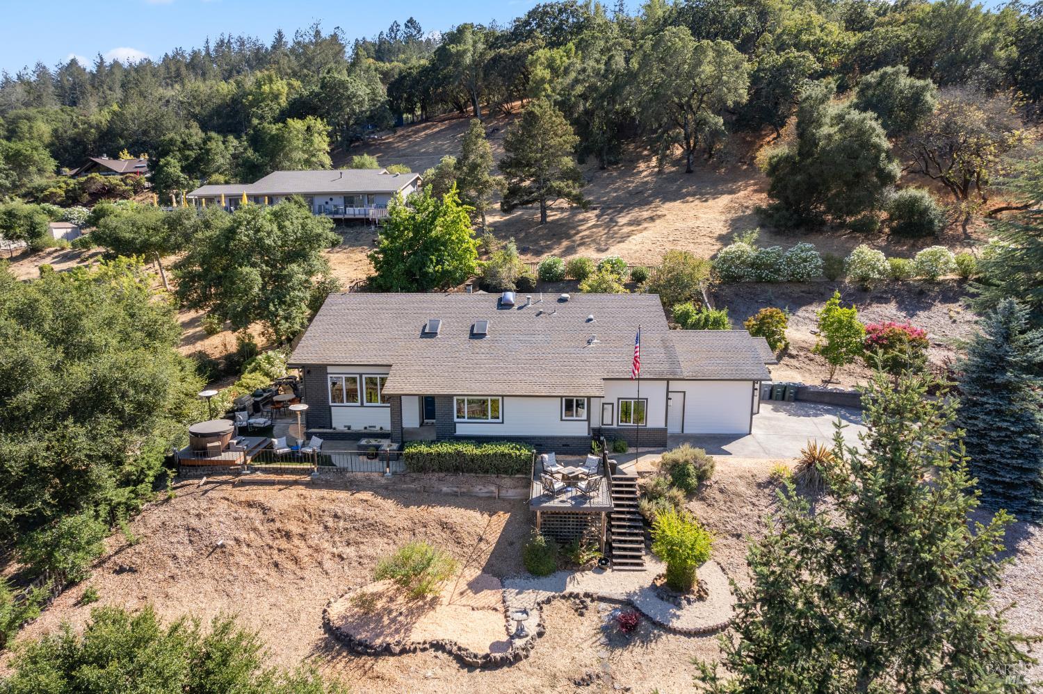 410 Oak Mesa Court Santa Rosa, CA 95409 - Photo 39 of 41 an aerial view of a house with a yard basket ball court and outdoor seating