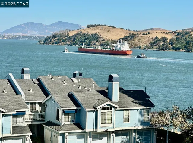 an aerial view of a house with a garden and lake view