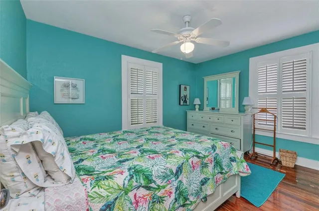 a aerial view of a house with a yard and potted plants