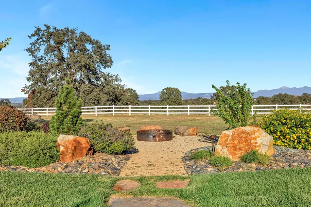 a view of a backyard with trees