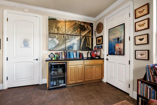 an outdoor space with garden view