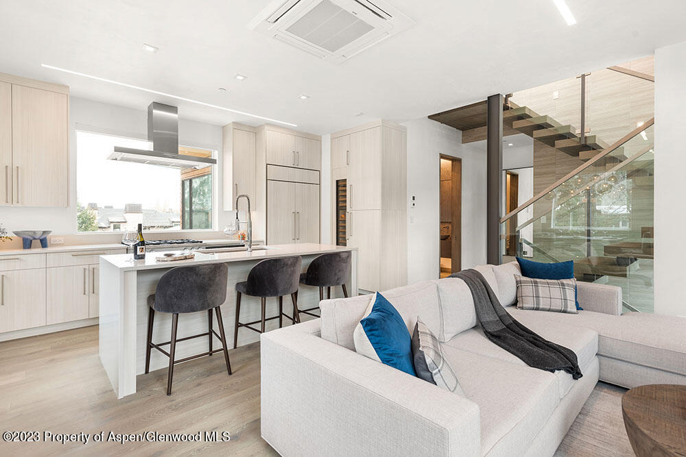802 East Cooper Avenue, Unit 3 Aspen, CO 81611 - Photo 5 of 28 a living room with furniture a large window and kitchen view