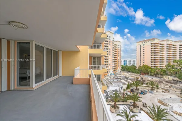 a view of an outdoor space with balcony