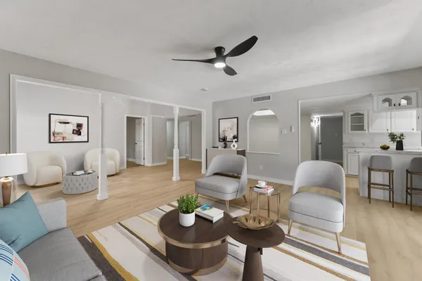 a living room with furniture