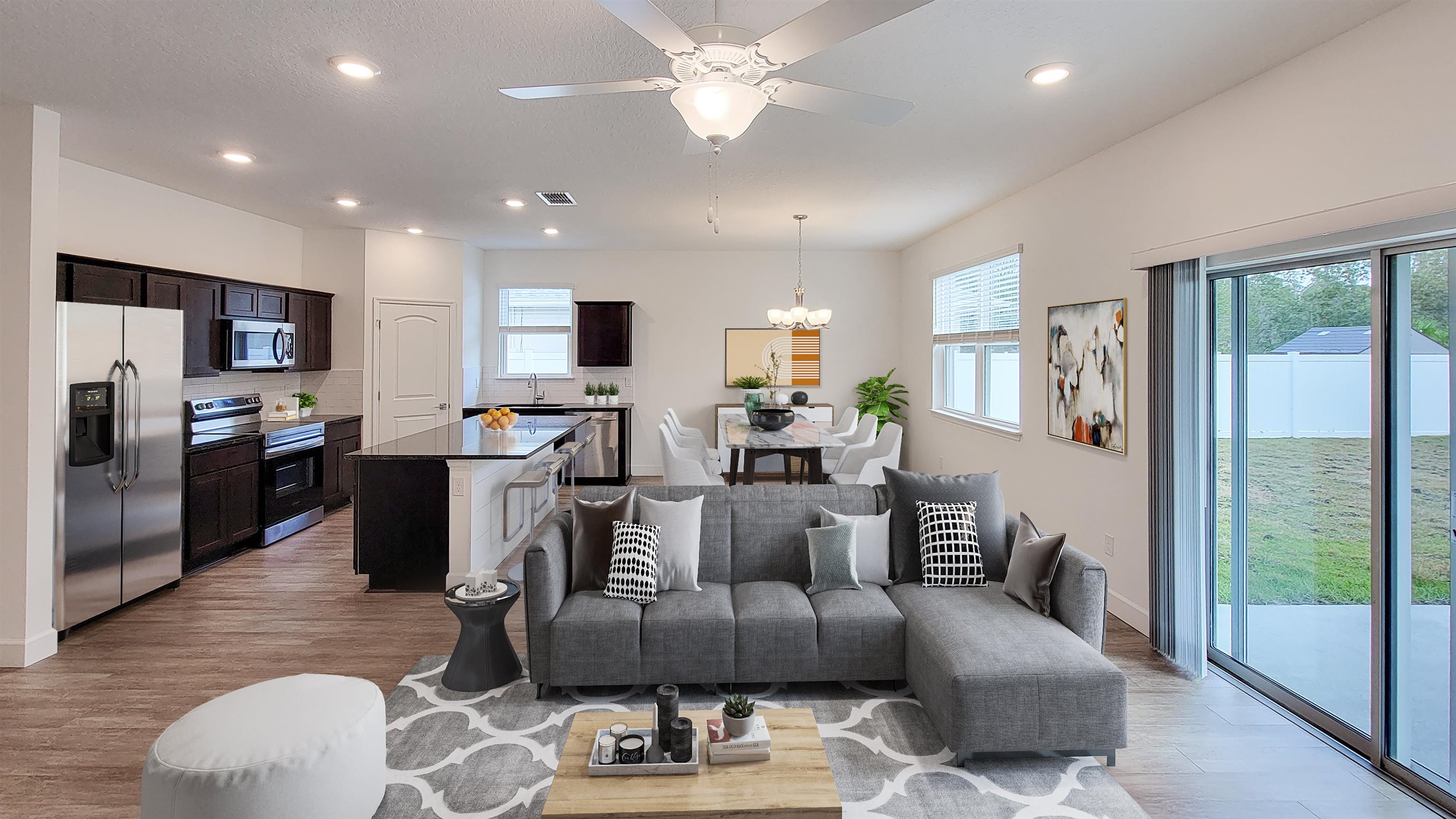 62 Roxboro Drive Palm Coast, FL 32164 - Photo 6 of 35 a living room with fireplace furniture and a flat screen tv