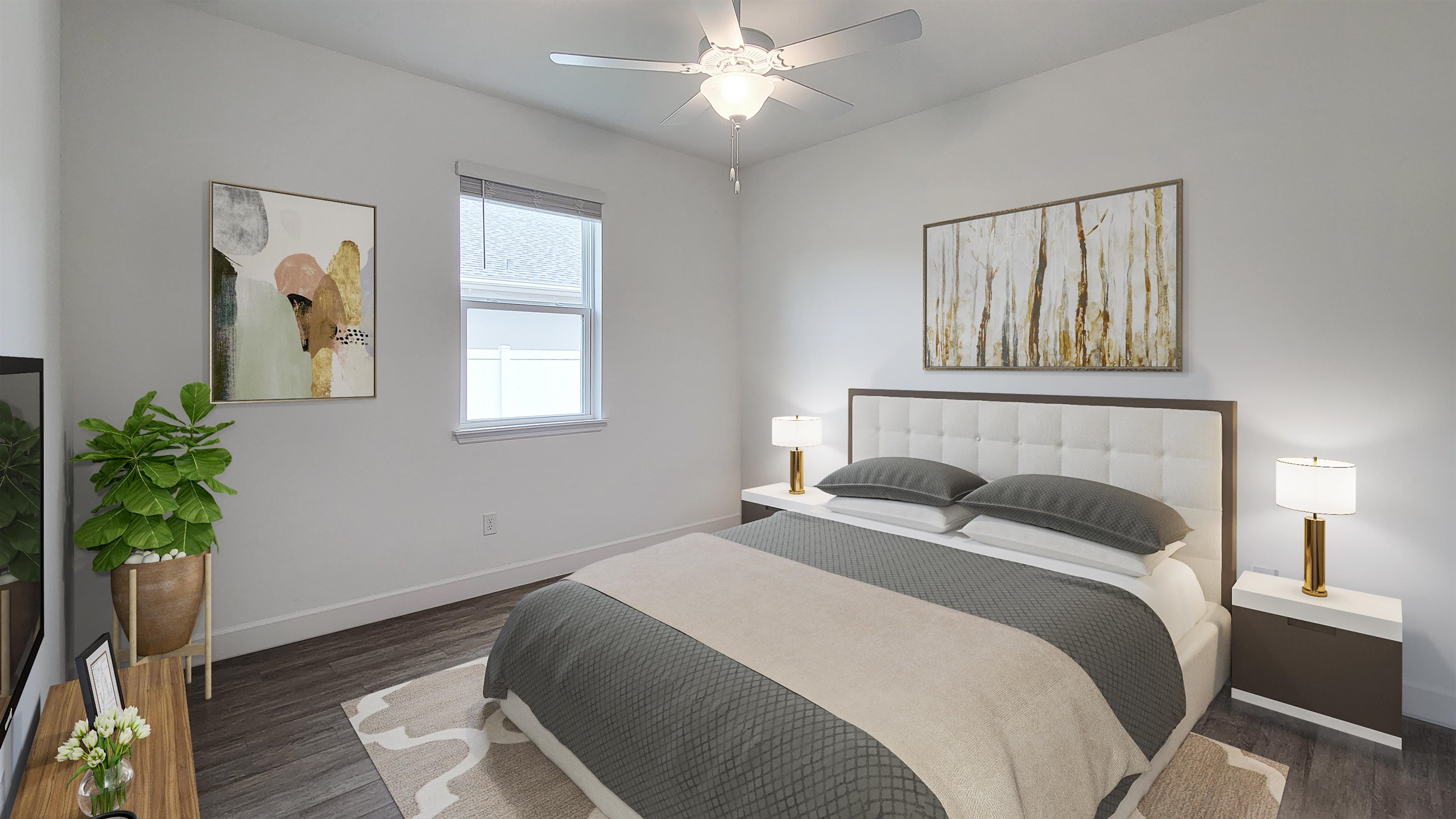 62 Roxboro Drive Palm Coast, FL 32164 - Photo 8 of 35 a bedroom with a bed and a potted plant