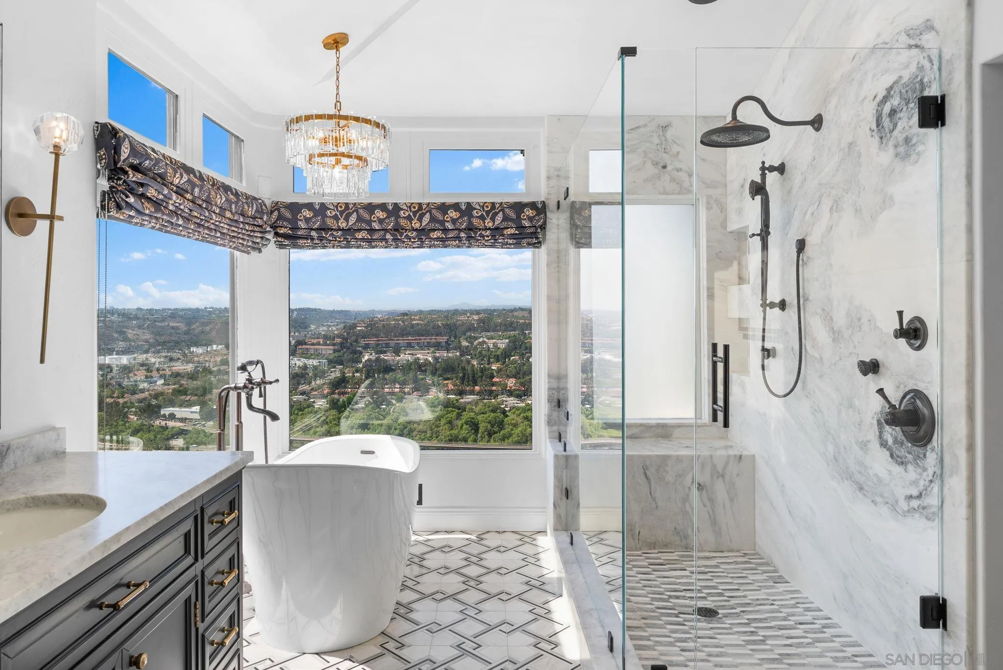 4136 Palisades Road San Diego, CA 92116 - Photo 32 of 68 a very nice looking room with a large window and chandelier