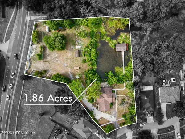 an aerial view of a house