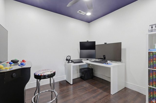 1652 West 800 South Lehi, UT 84043 - Photo 16 of 27 Office featuring dark wood-style flooring and a ceiling fan