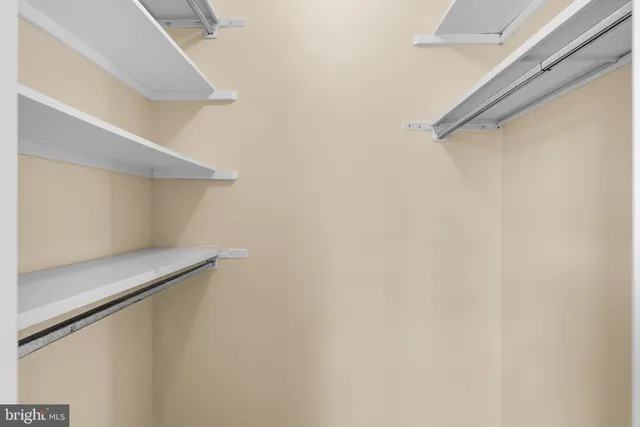 a view of small space with racks on the wall