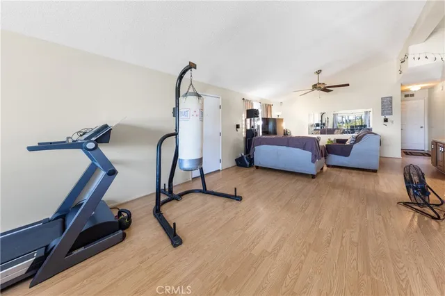 a view of a room with gym equipment