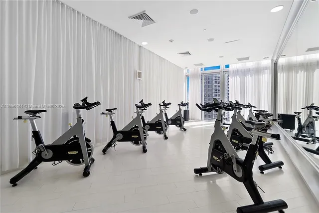 a view of a room with gym equipment