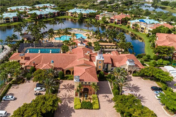 a view of a garden with a lake