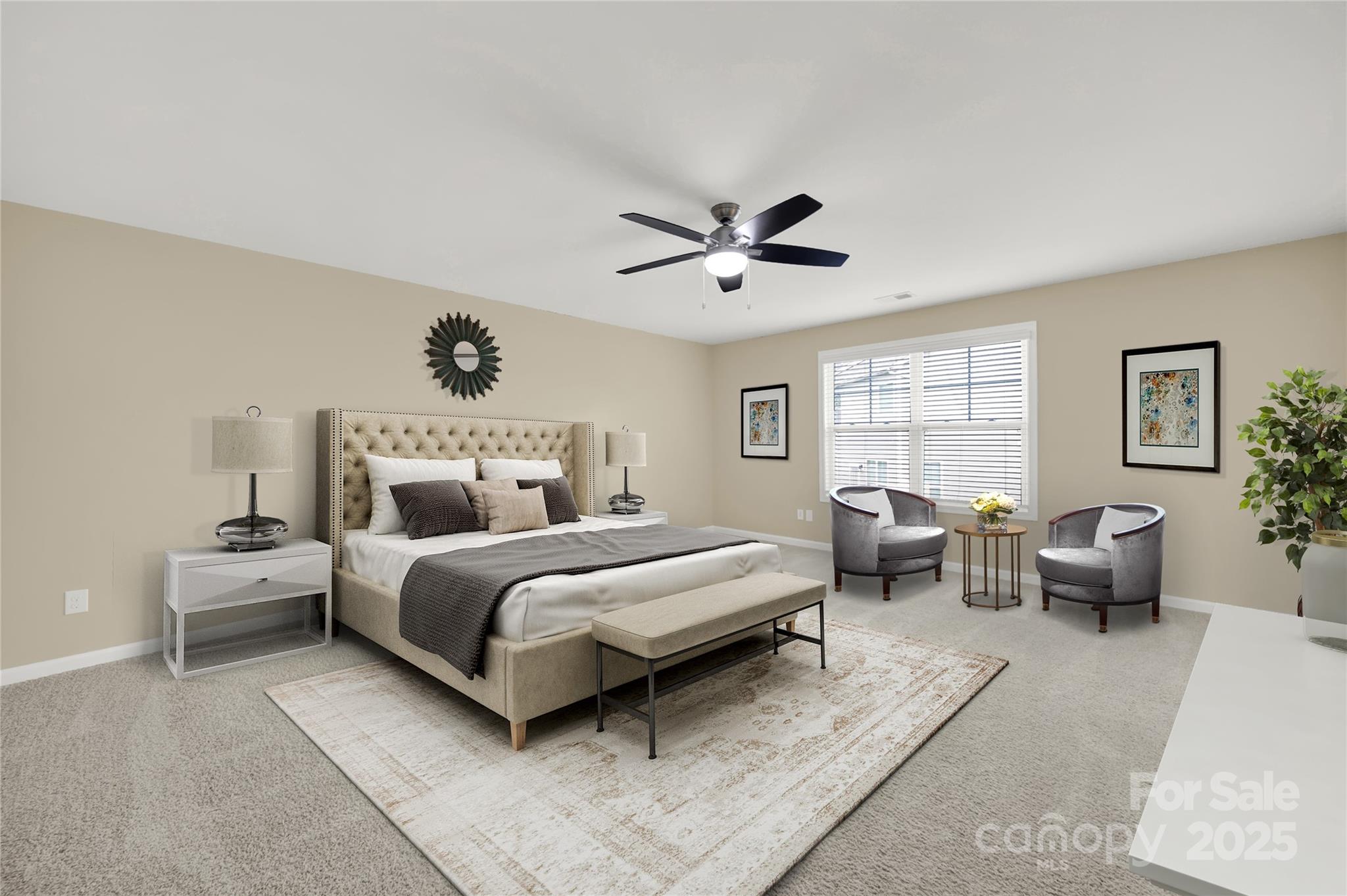 2471 Palmdale Walk Drive, Unit 107 Fort Mill, SC 29708 - Photo 14 of 30 a spacious bedroom with a bed a couch and a window