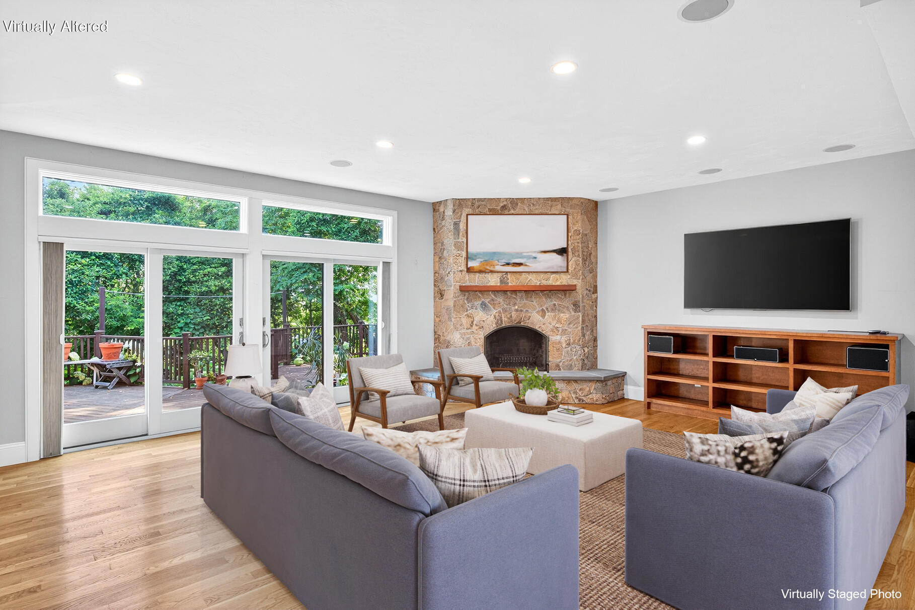 234 Cairn Ridge Road East Falmouth, MA 02536 - Photo 5 of 41 a living room with fireplace furniture and a flat screen tv