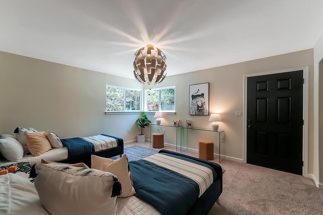 14136 Long Ridge Road Los Gatos, CA 95033 - Photo 20 of 75 a bed room with bed and a large mirror