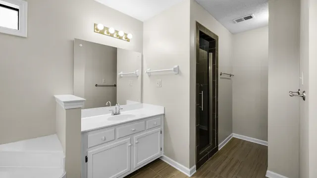 a bathroom with a shower