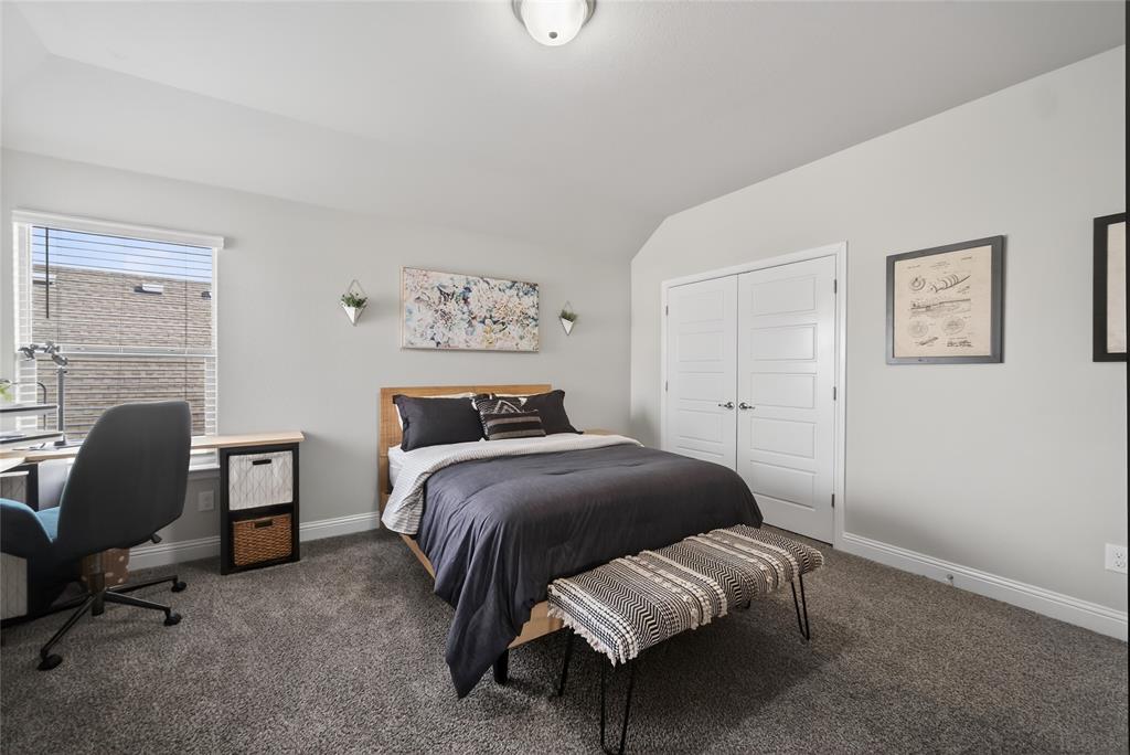 2252 Knightsgate Road Argyle, TX 76226 - Photo 26 of 36 Carpeted bedroom with a desk, vaulted ceiling, and a closet