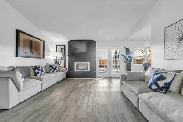 a living room with furniture and a couch