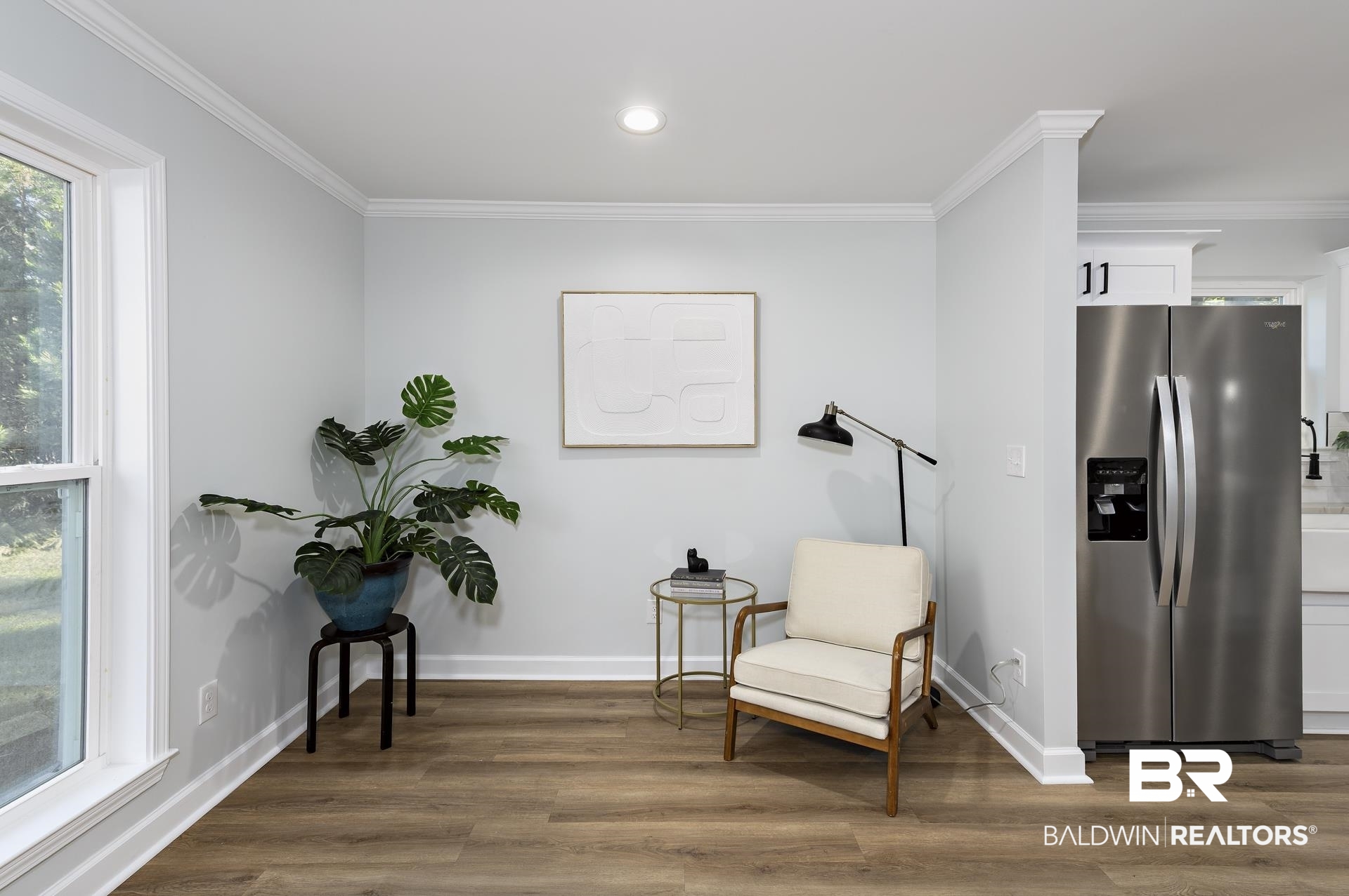 6001 Camp Halls Mill Road Mobile, AL 36619 - Photo 20 of 52 Living area with dark wood-style floors, crown molding, and recessed lighting