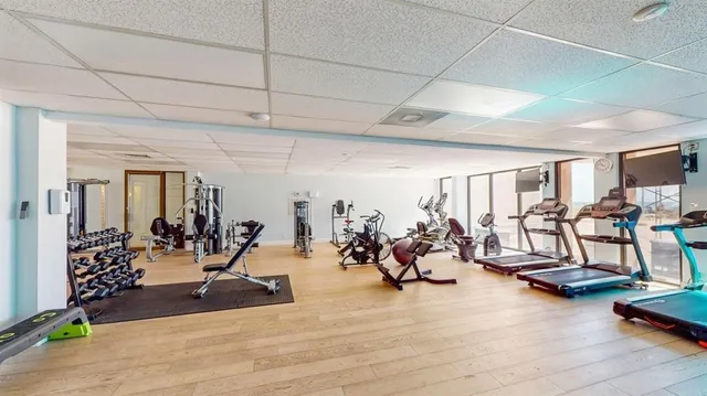a view of a room with gym equipment