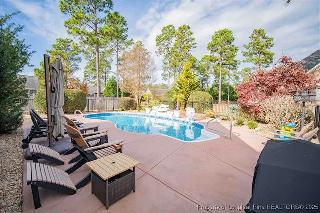 a view of a swimming pool with chairs